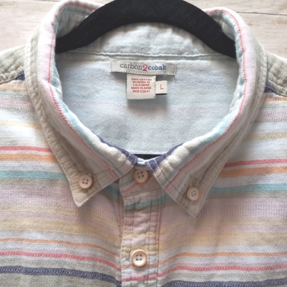 Carbon2Cobalt Striped Button-Down Shirt Large - Picture 3 of 10